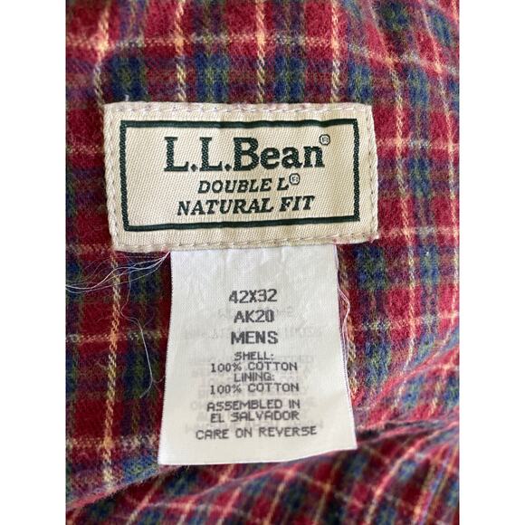 L.L. Bean Warm Double Flannel Layered Green Pleat Front Thermal Pants Sz 42x32‎ - Picture 6 of 10